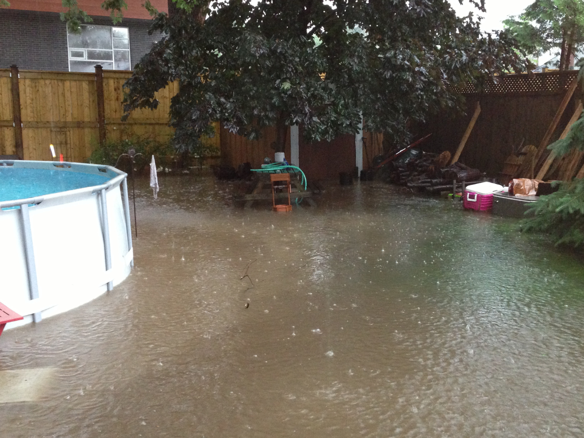 Backyard flooded.