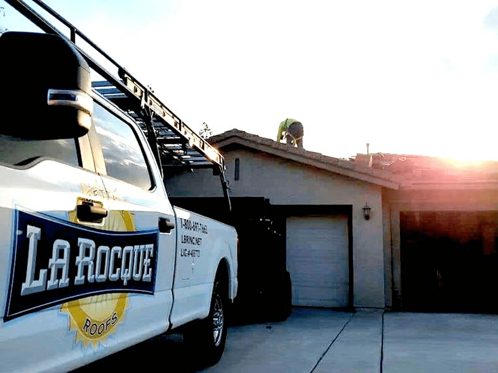 Early morning roof repair work underway