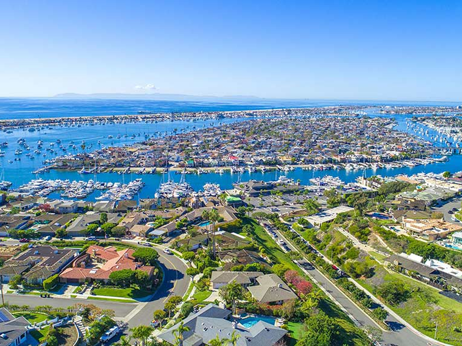 Scenic waterfront neighborhood and boats