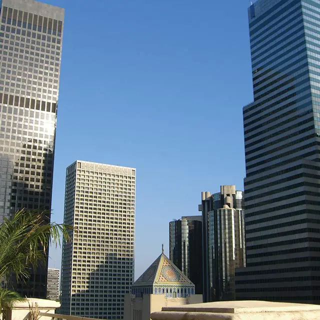 Urban skyline with tall buildings